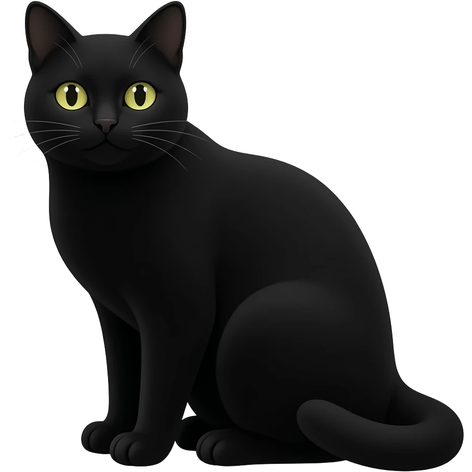 Silueta sediet čierna macka emoji