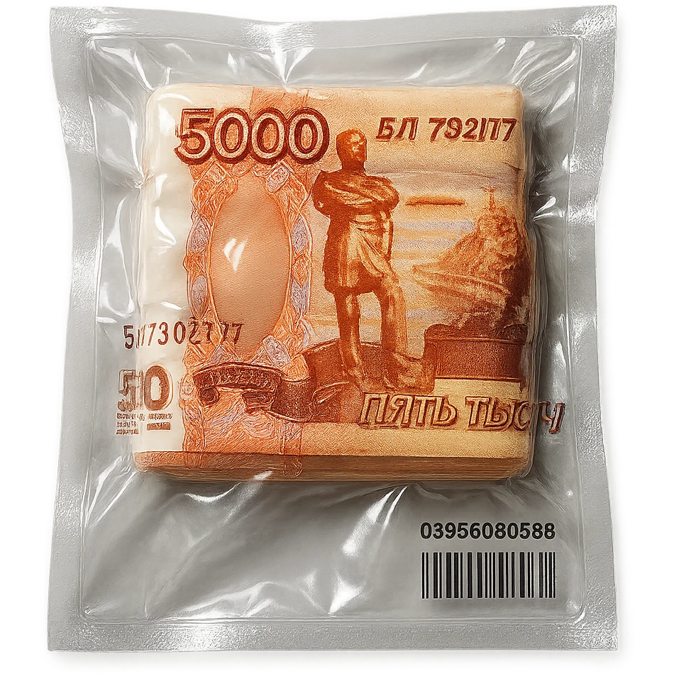 5000 Russian ruble banknote, glossy and puffy, vacuum-sealed style emoji