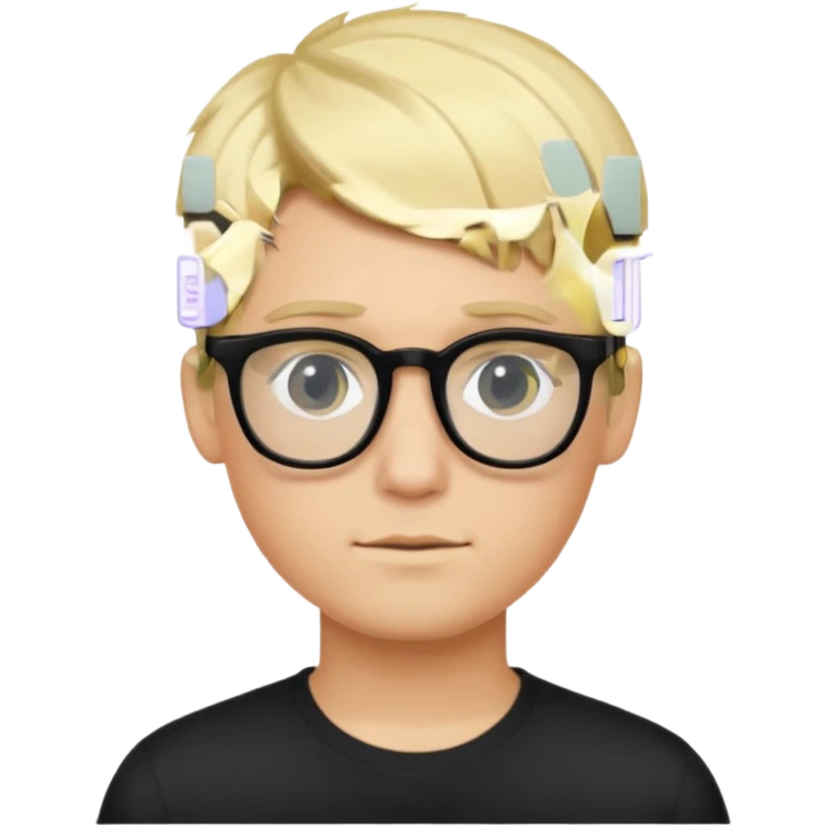 Young male with short blonde hair and black glasses emoji
