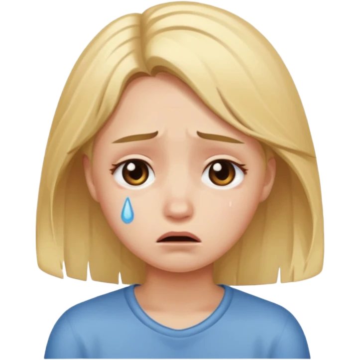 Девушка со светлыми волосами грустная плачет emoji