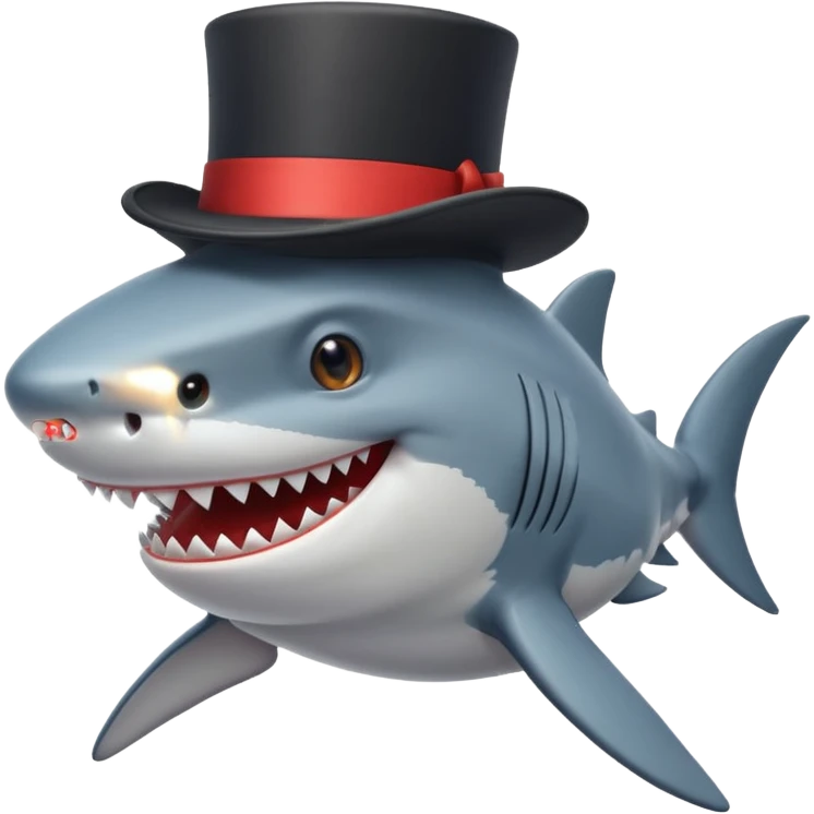Shark with a top hat emoji