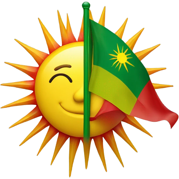 flag with red at the top white in the middle and green at the bottom with a yellow sun in the middle with 21 spikes  emoji