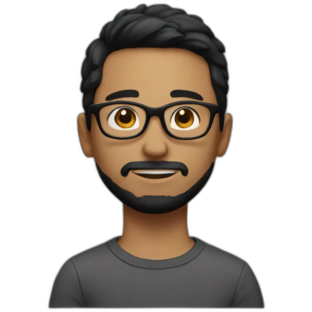 boy with short black hair, round glasses and black short beard  emoji