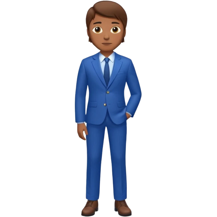 man with brown hair in blue suit whole body emoji