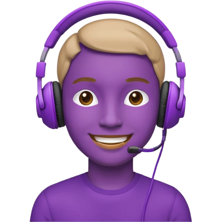listen to music in purple headphone and smile emoji