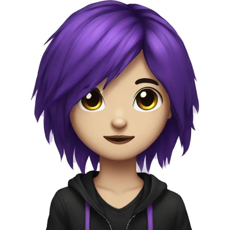 emo cat black purple long hair emoji