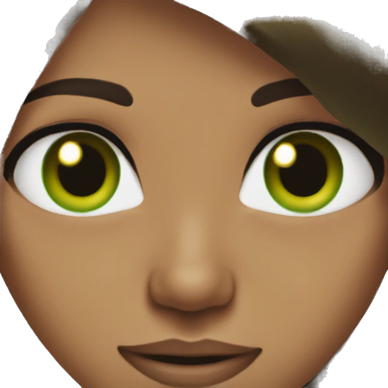 brunette straight hair green eye emoji