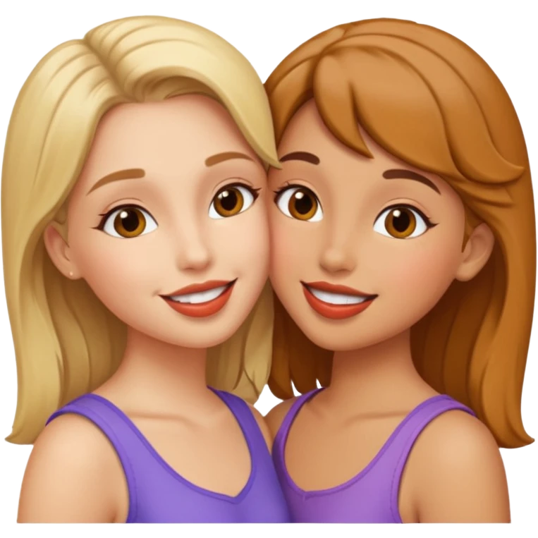 Interracial girls kissing emoji