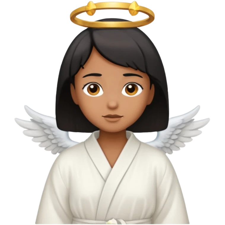 angel with brown skin, short black hair emoji