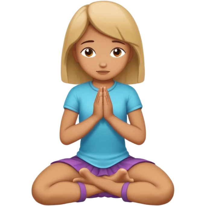 Girl bowing on knees with hands praying emoji