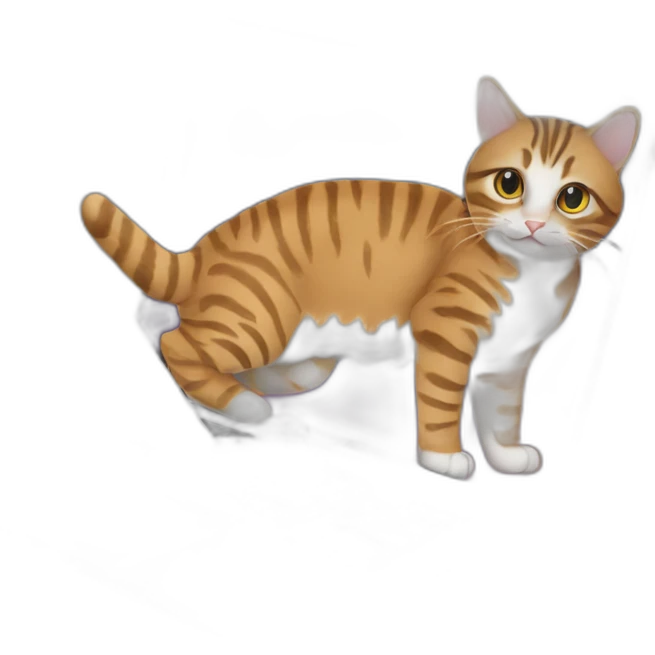 a tabby cat is typing before a macbook laptop emoji