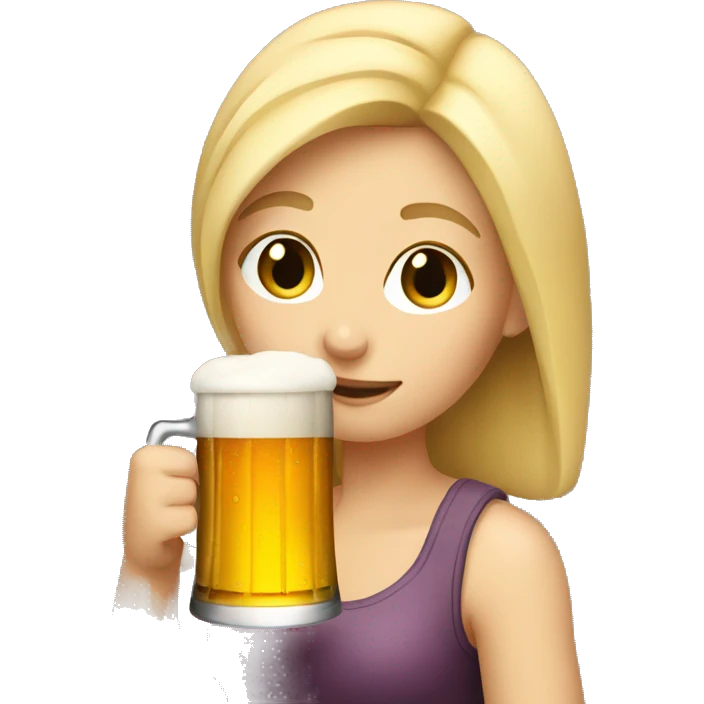 Blonde girl drinking beer emoji