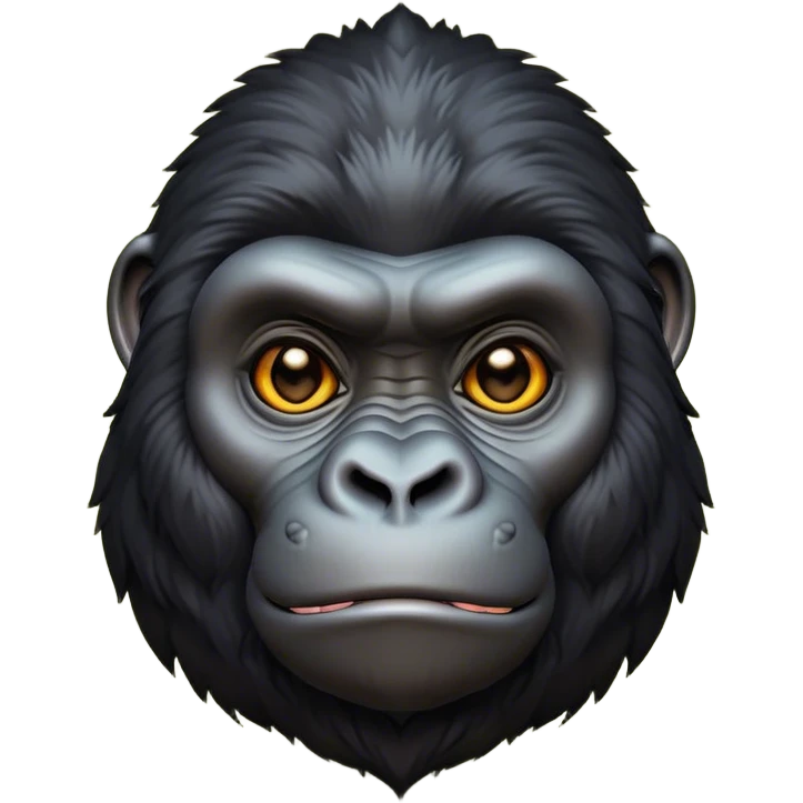 Cinematic Noble Gorilla Portrait Emoji, Poised and commanding, with a massive, muscular build cloaked in dense, rich fur and deep, soulful eyes, Simplified yet sharp and sophisticated features, highly detailed, glowing with a soft, dignified jungle glow, high shine, intelligent and formidable, stylized with an air of primate majesty, focused and authoritative, soft glowing outline, capturing the essence of a watchful guardian that feels as though it could step out of the screen with effortless authority! emoji