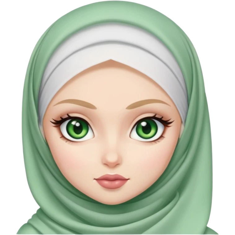 pretty bratz baddie, pale skin, hijabi, green eyes emoji