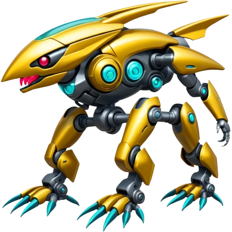 Shiny Tropical Futuristic Modern Mecha-Fakémon-hybrid-creature (full body)  emoji