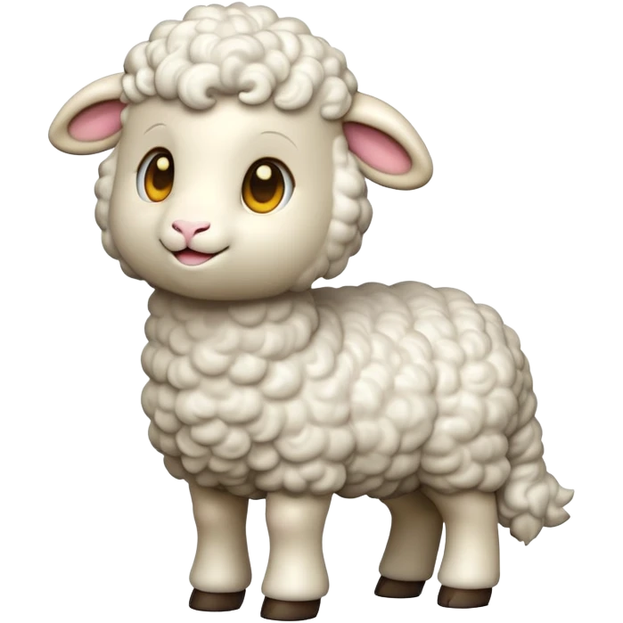 cinematic-[lamb]-realistic-full-body-standing-emoji,-tail-flicking-lazily,-head-tilted-dramatically,-curly-[white]-fur,-simplified-yet-realistic-focused-features,-highly-detailed,-glowing-with-an-almost-sarcastic-glow emoji