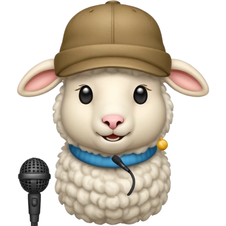 sheep with microphone and hat emoji