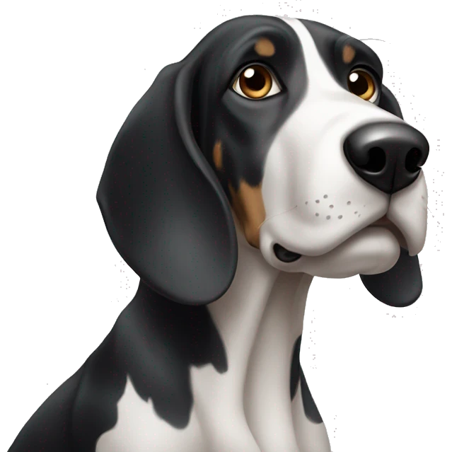 black and white hound with very big ears  emoji