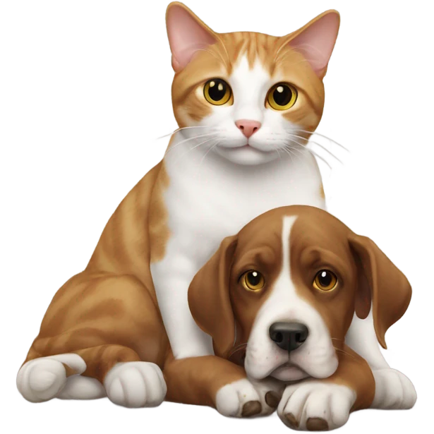 Cat on top of a dog emoji