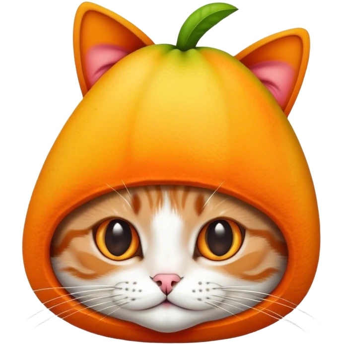 Cat head inside of mango hat emoji