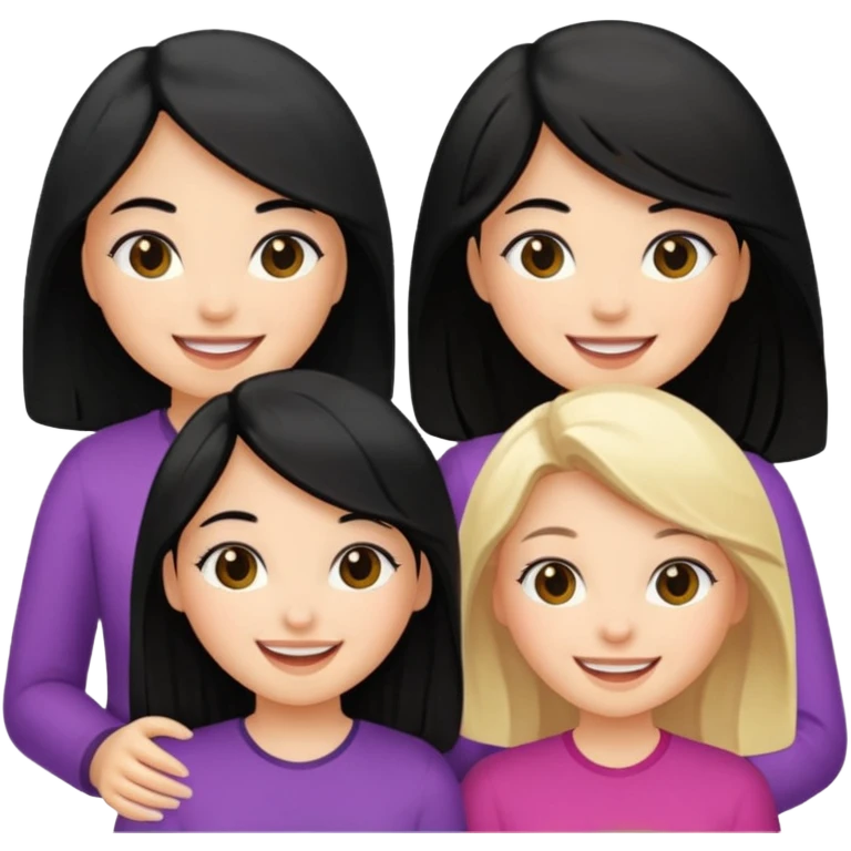 6 girls. 1 blonde 2 brunette 3 black hair Besties emoji