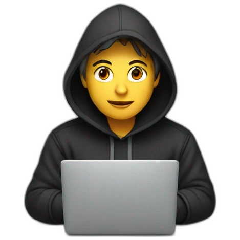 Techie with a black hoodie working on a laptop emoji