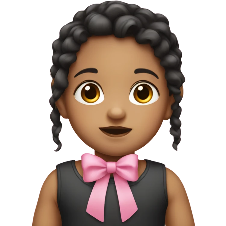 Toddler with dark hair and light skin and a pink bow emoji