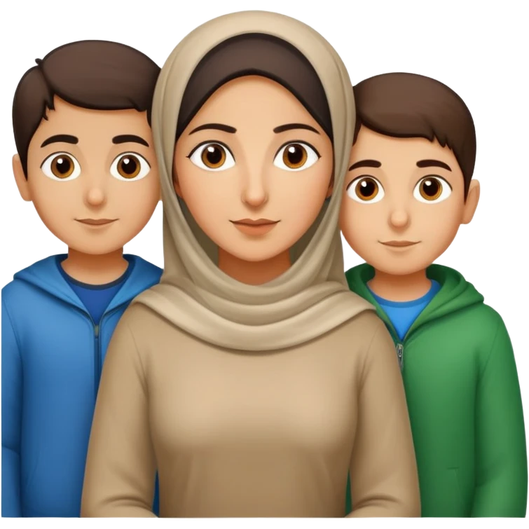 An Iranian family including a 37 year old woman, a 9 year old boy and a 6 year old boy emoji