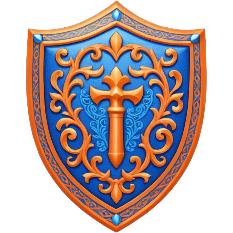glitter blue and orange ancestor shield emoji