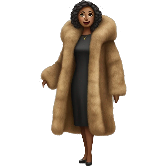Woman wearing big full length fur coat emoji