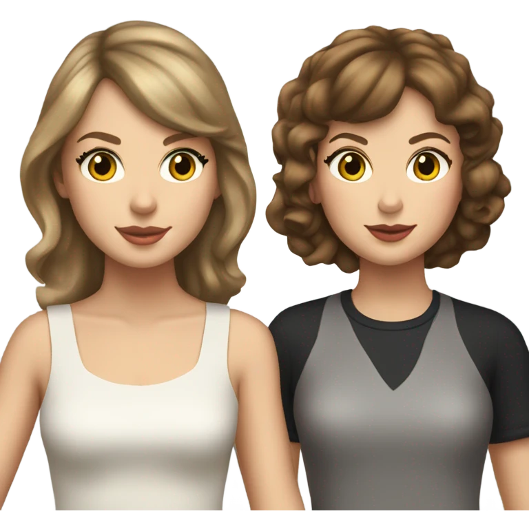 Taylor swift standing with a girl with brown hair and brown eyes emoji
