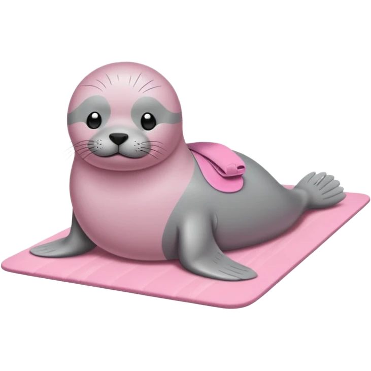 Seal on a light pink yoga mat on the beach emoji
