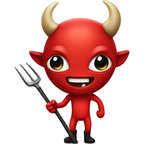 Small red Devil with pitchfork  emoji