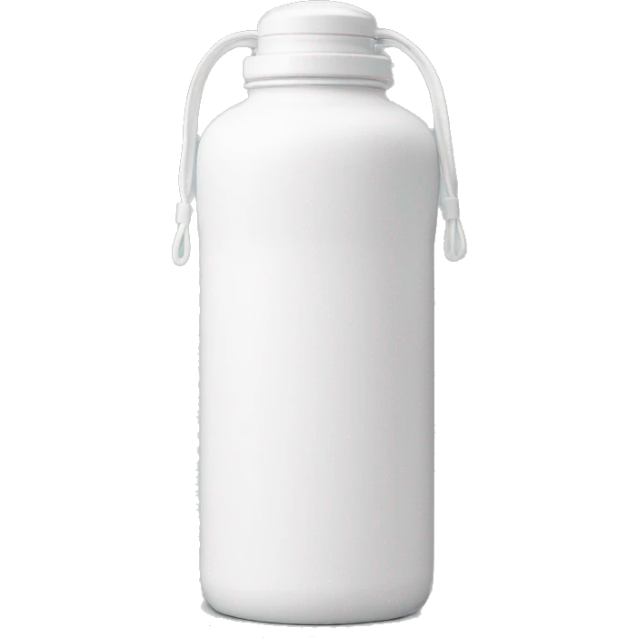 white water bottle with white lid, white handle strap emoji