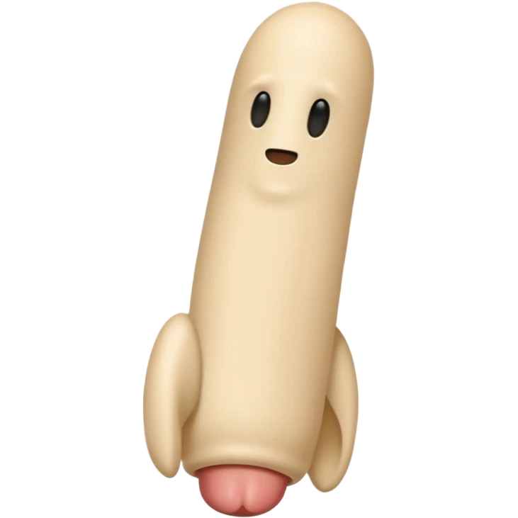 beige skin color and pink cylindrical shaft penis, erect, phallus shape, no face, with glans tip at one end emoji