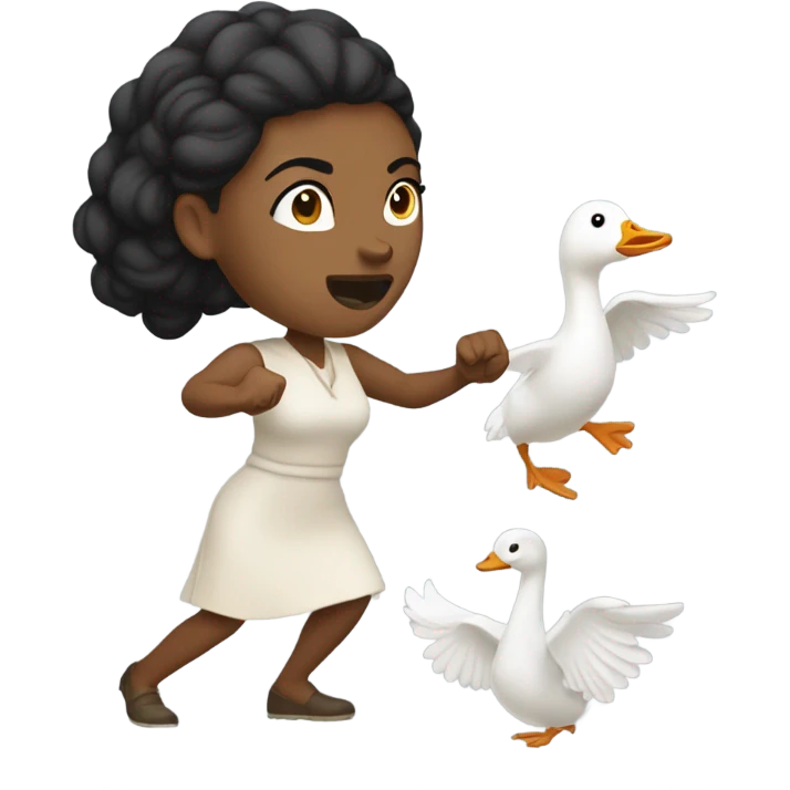 Light-skinned Black woman punching a goose emoji