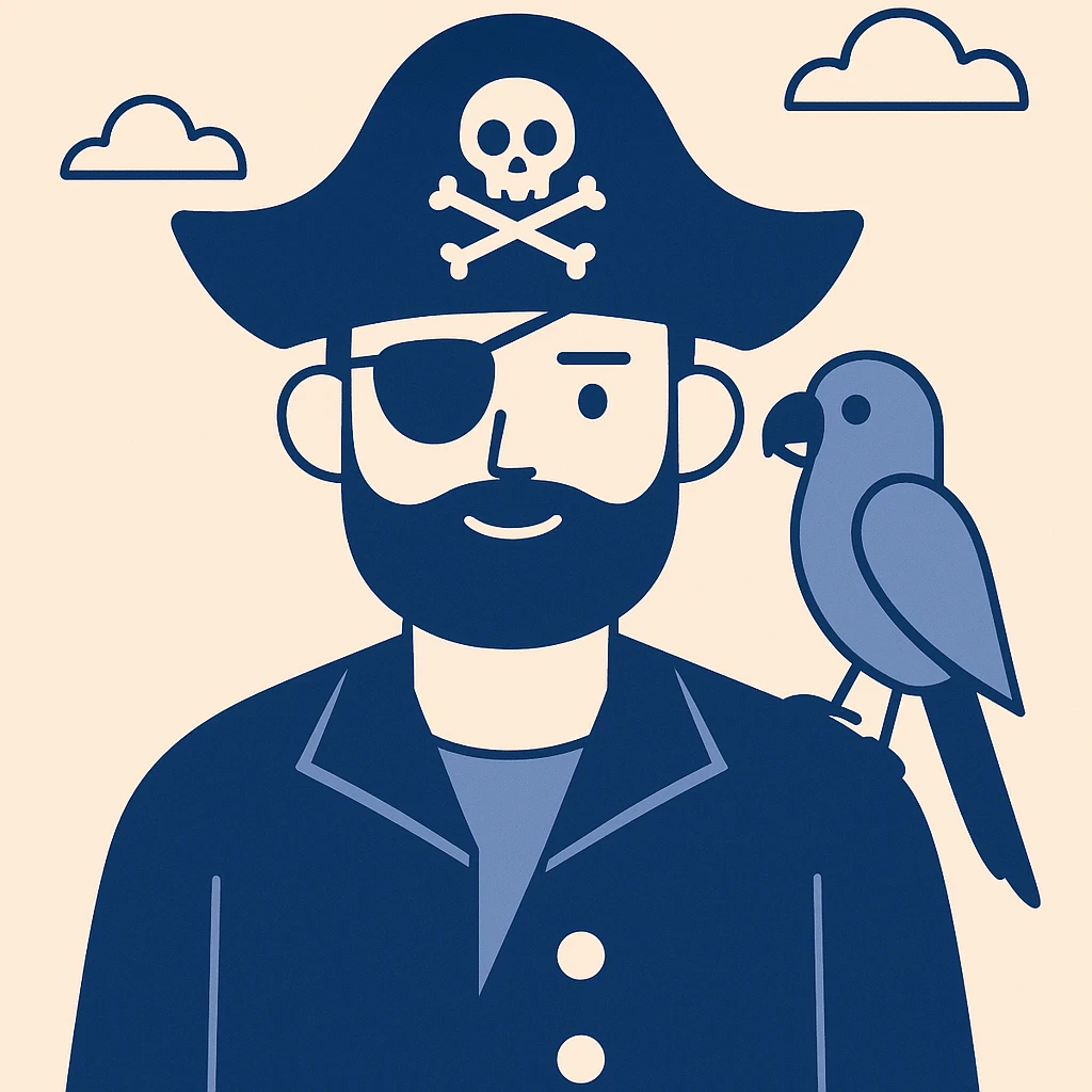 pirate with eye patch and parrot emoji