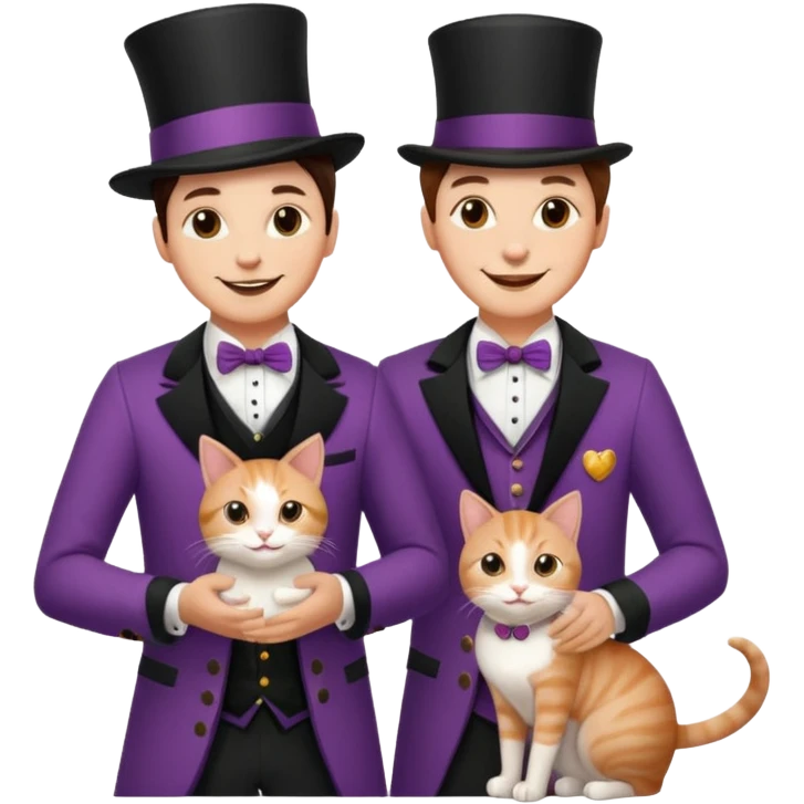 magician couple and their pet cat emoji