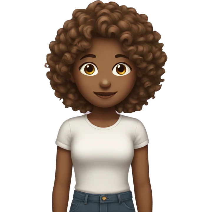 Girl with curly brown hair  emoji