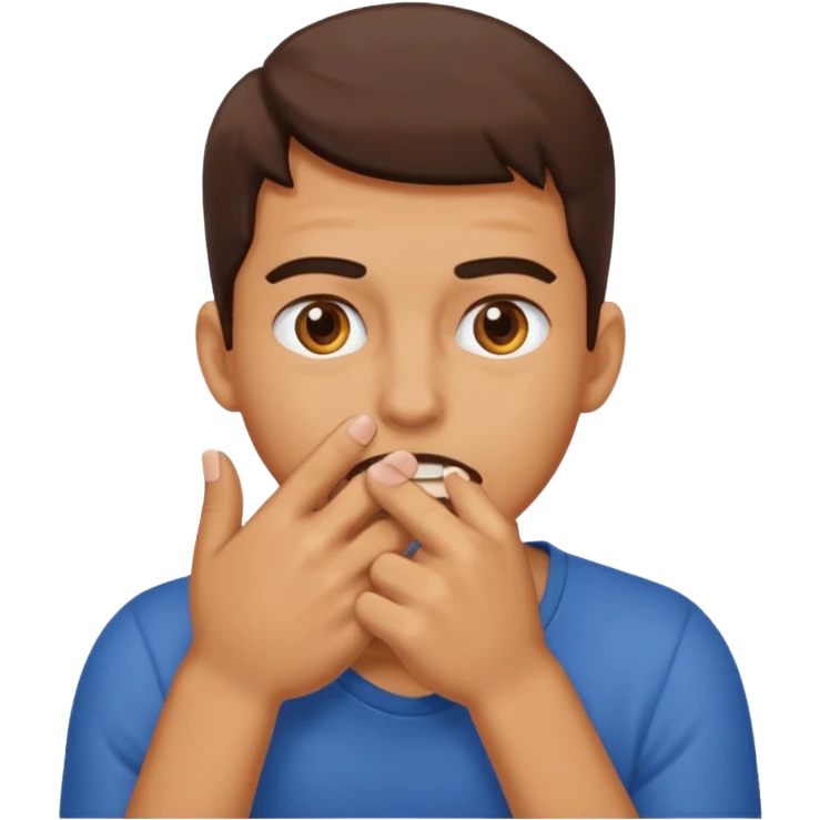 Biting nails on his right hand. emoji