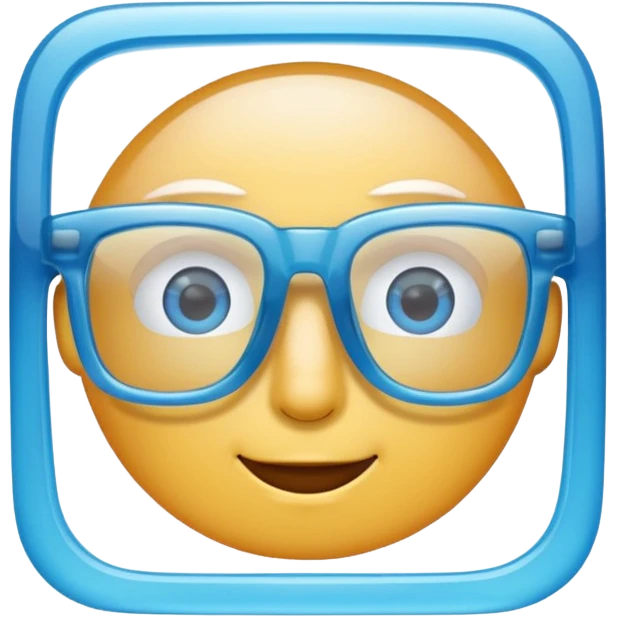 sky-blue square, slightly thick frame, glossy surface,Only glasses. emoji
