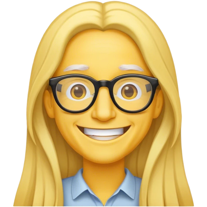 呲牙戴眼镜长头发黄脸 emoji
