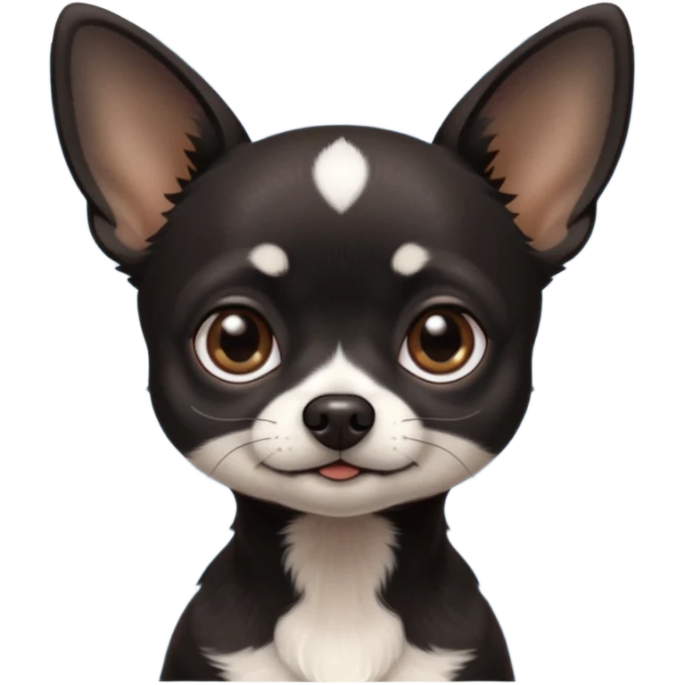 Very Dark black Chihuahua with white markings On the neck In Telegram style emoji