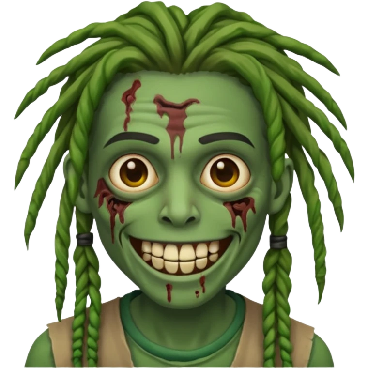 zombie with dreads with braces smiling  emoji
