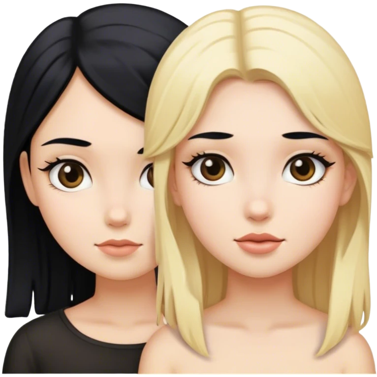 Girl with black hair and girl blond hair  emoji
