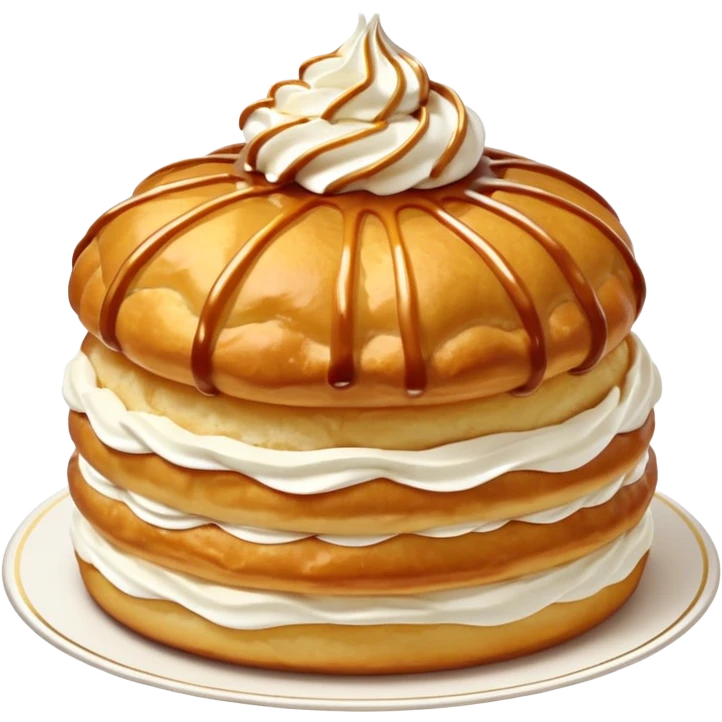 classic French Saint Honoré cake, round, cream puffs, caramel, whipped cream, elegant emoji