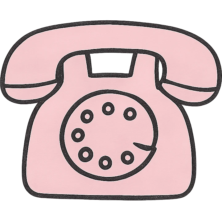 soft and cute phone icon, pink theme, Japanese hand-drawn style, transparent background, for mobile home screen emoji