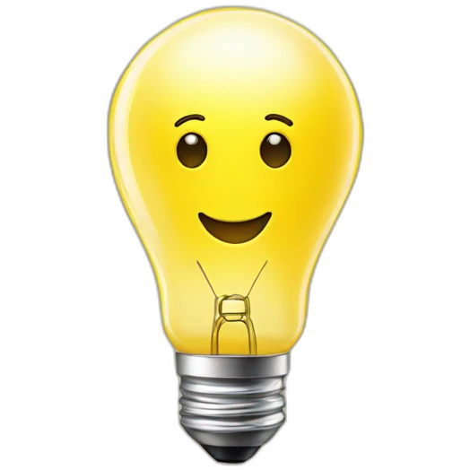 yellow lightbulb with a happy face  emoji