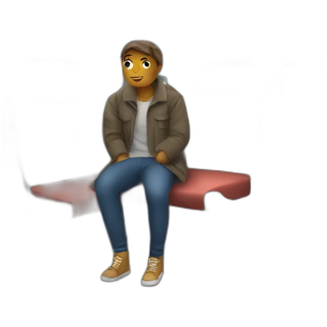 person sitting alone in a train-seat emoji