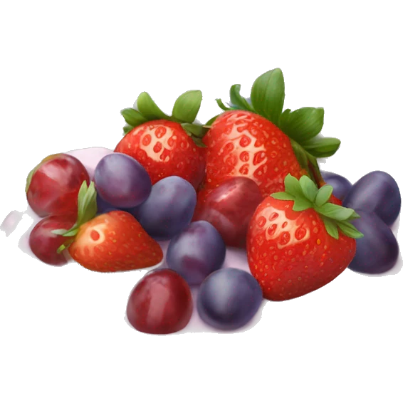fruit yogurt bowl with strawberries and grapes emoji